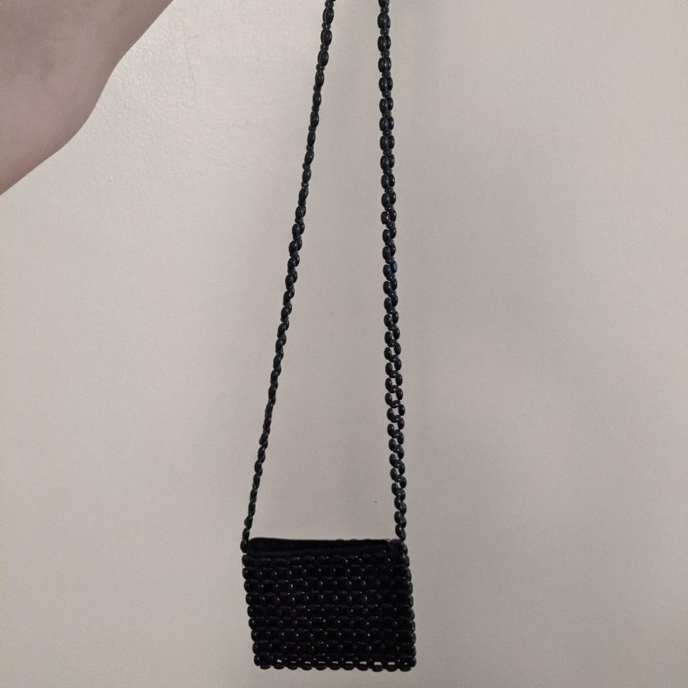 Vintage Black Beaded Crossbody Bag - Picture 3 of 3